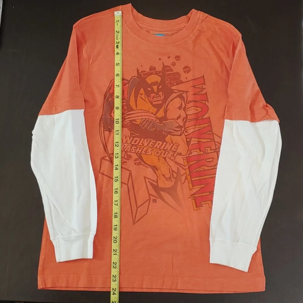 🌻 Old Navy Boys Collectabilitees Orange Wolverine Long Sleeve Tee Size Large